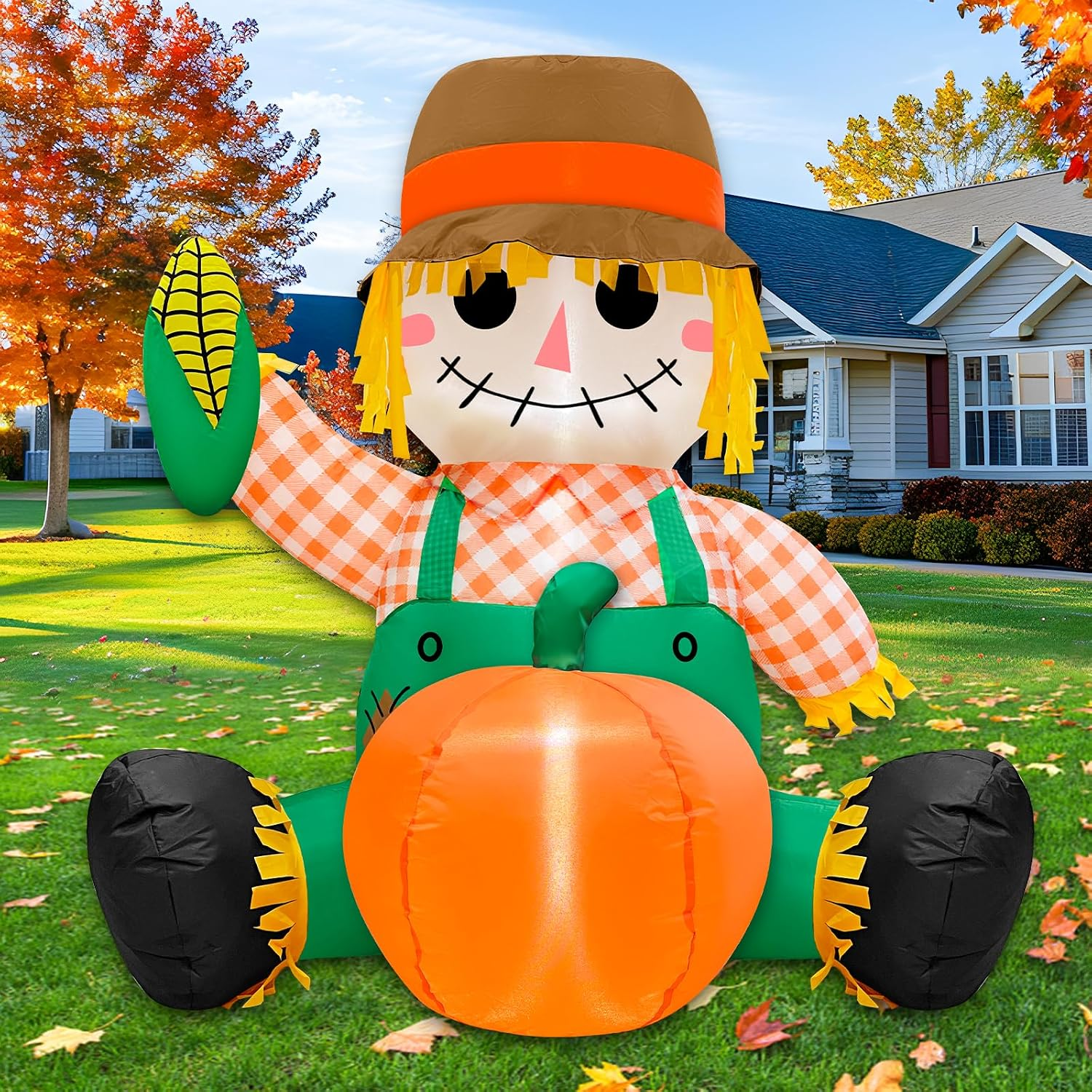 3.5FT Fall Thanksgiving Inflatables Outdoor Decorations with Built-In Leds