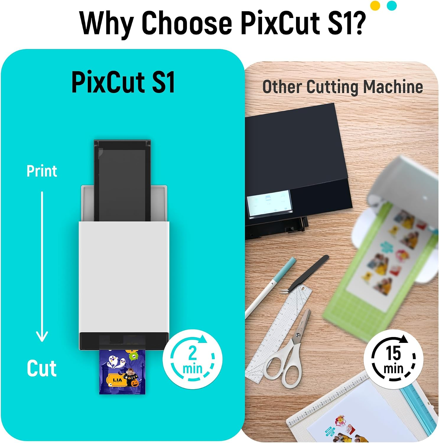 Pixcut S1 Color Sticker Printer & Cutting Machine - All-In-One Sticker Maker for DIY Crafts, Custom Labels & Gifts. Thermal Dye-Sublimation Photo Printer, 300 DPI, Precise AI Auto-Cutting - Image 2